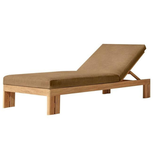 Teak Wood Beach Lounger with Waterproof Cushion – 198x78x20cm