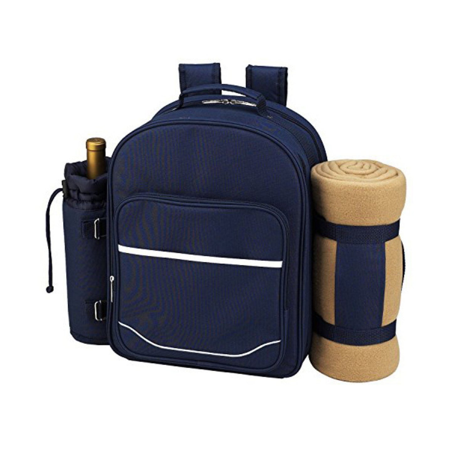 Deluxe Picnic Backpack Set with Tableware, Wine Glasses, Blanket, and Accessories – Navy Blue