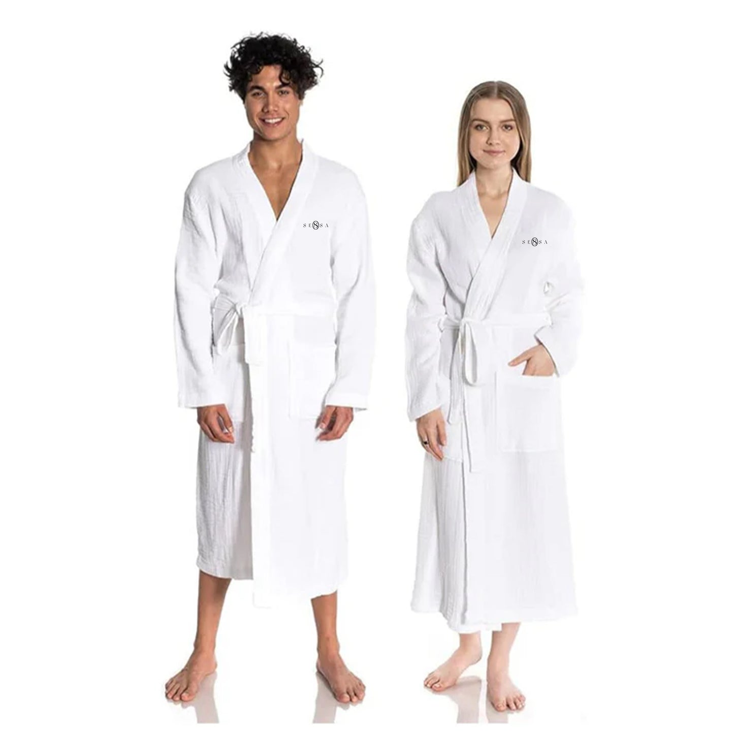 White Muslin Robe – Lightweight, Breathable, and Luxurious