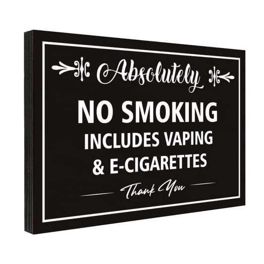 Black Wooden No Smoking Sign – Door Mount (5.15" x 3.55")