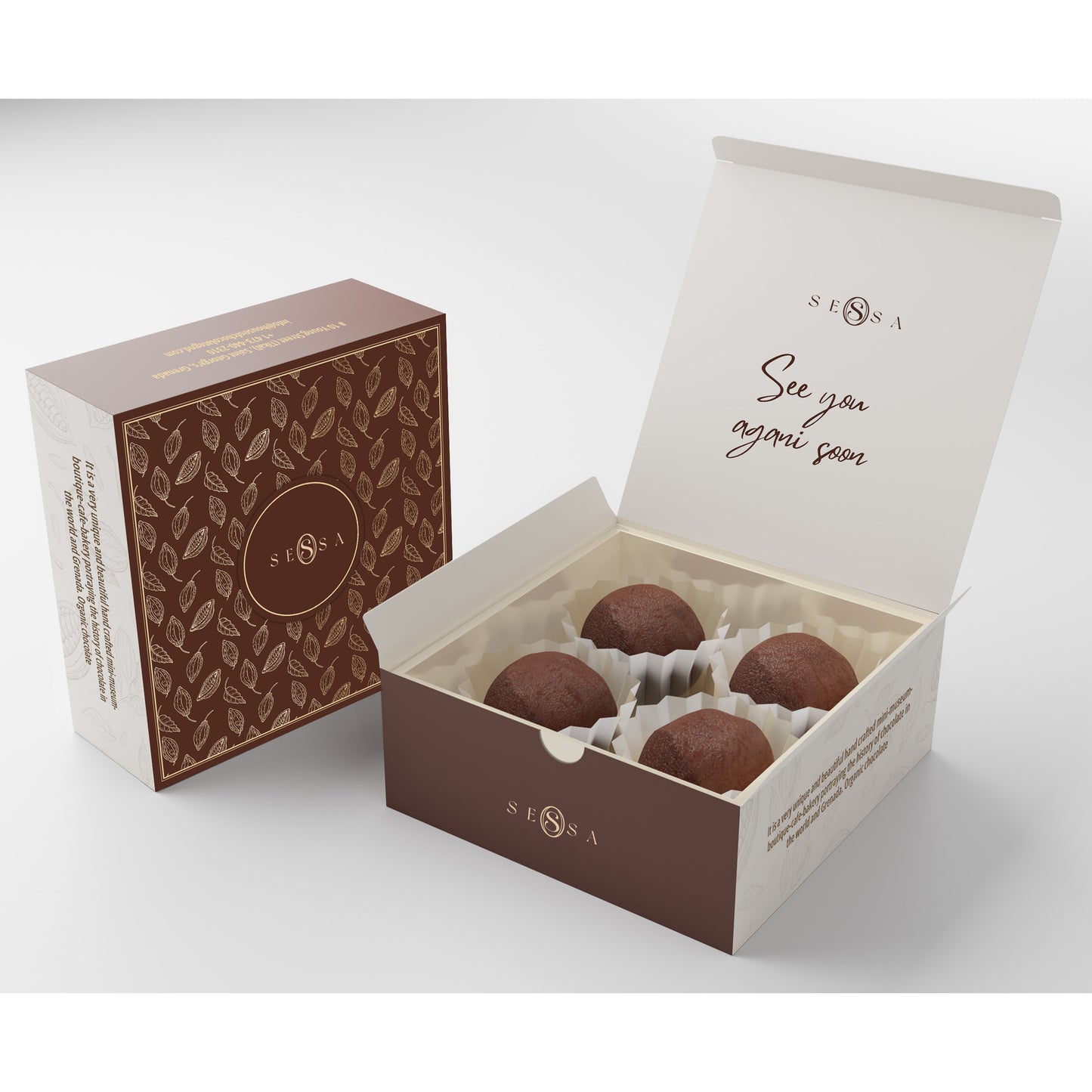 4x Rum Ball Packaging Box – 350g Stock Card, 10x10x8cm