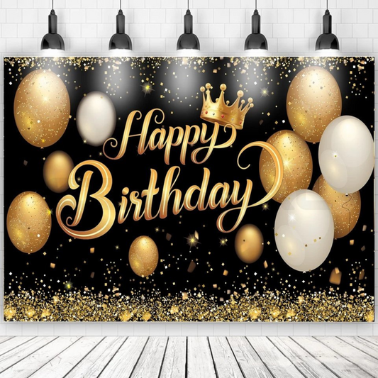 Happy Birthday Backdrop Banner – Polyester Fabric Party Decoration