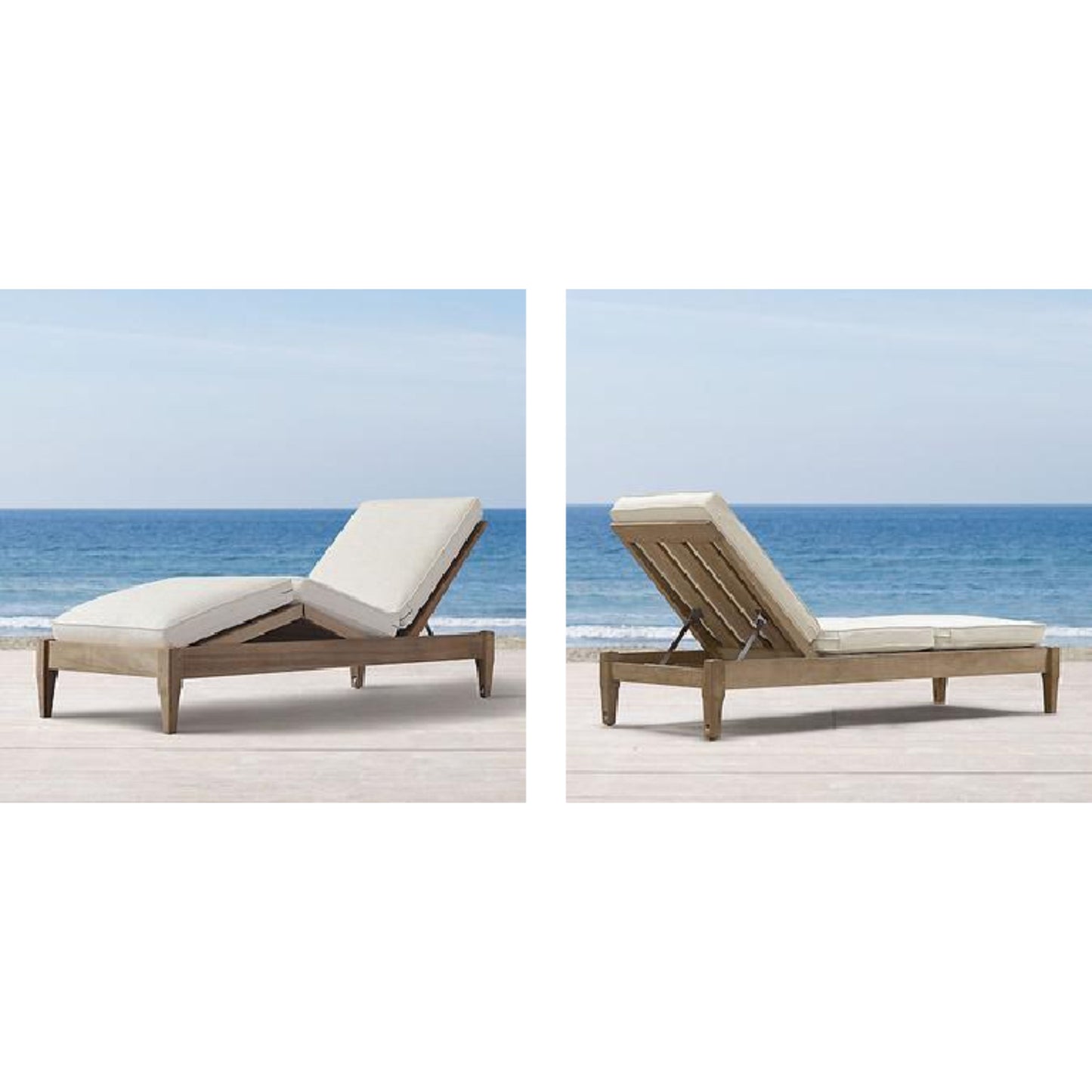 All-Weather Teak Wood Sun Lounger with Waterproof Cushion