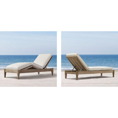 All-Weather Teak Wood Sun Lounger with Waterproof Cushion