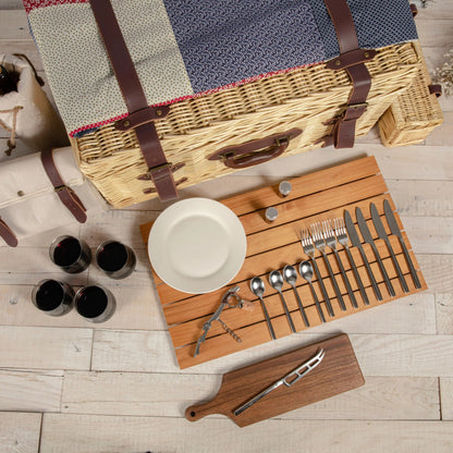 Handwoven Full Willow Picnic Basket with PU Leather Handle – Elegant & Durable