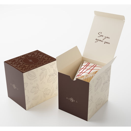 1x Cake Slice Packaging Box – 350g Stock Card, 10x10x8cm