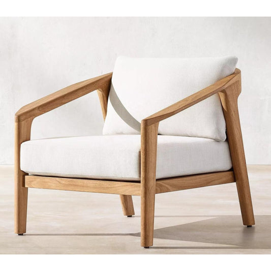 Teak Wood & PE Rattan Outdoor Single Sofa