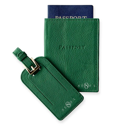 Leather Luggage Tag & Passport Case Set – Stylish & Travel-Ready