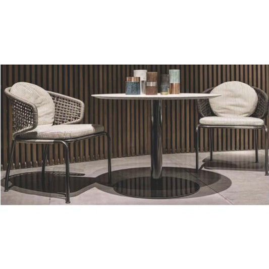 Modern Woven Rope Patio Set – Round Bistro Table & Lounge Chairs