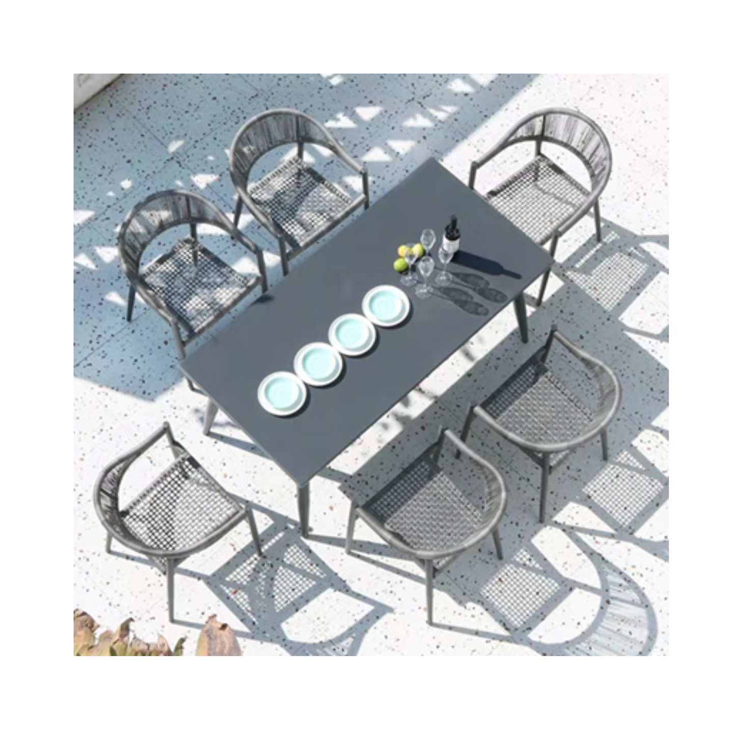 Premium Outdoor Dining Set – (2/4/6) Chairs + 1 Table – Aluminum Alloy & Rattan