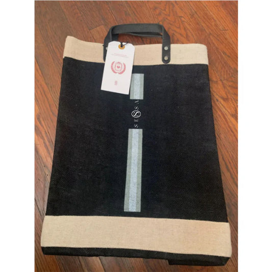 Eco-Friendly Beach Tote, Jute and Linen Bag with PU Leather Handle
