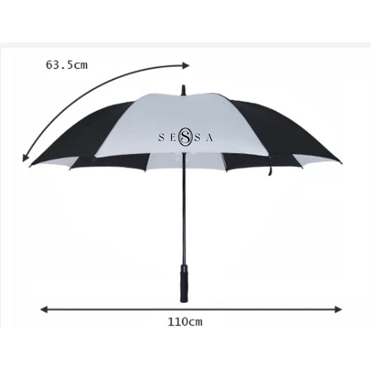 Auto Open Straight Umbrella Durable Windproof Classic Wooden Handle Fiberglass Frame