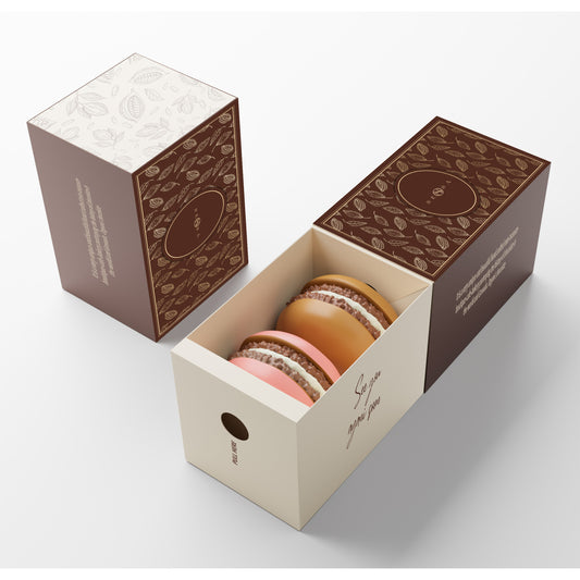 2x Macarons Packaging Box – 350g Stock Card with PVC Insert