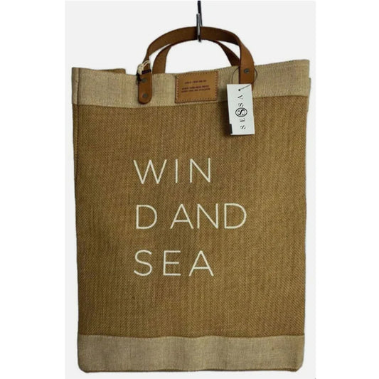 Eco-Friendly Beach Tote, Jute and Linen Bag with PU Leather Handle