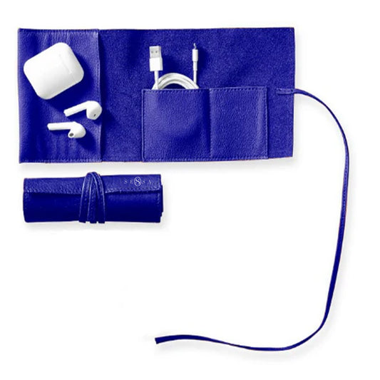 Premium Leather Charger Roll-Up – Stylish & Compact Cable Organizer
