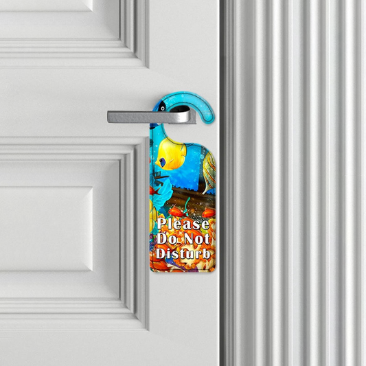 Sea Turtle Do Not Disturb Door Hanger – Durable Vinyl with Stitched Design