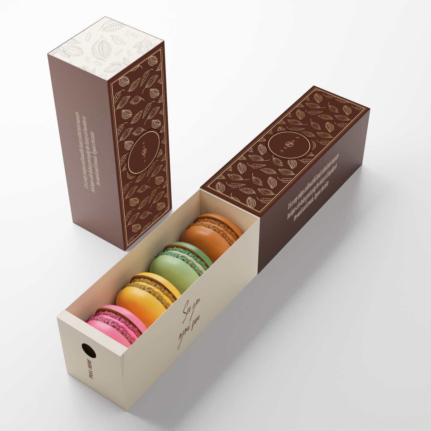 4x Macarons Packaging Box – 350g Stock Card with PVC Insert