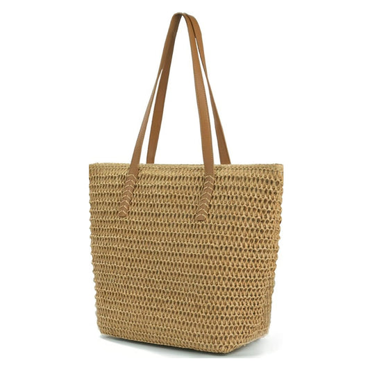 Customizable Straw Shoulder Bag – Spacious & Stylish Beach Tote
