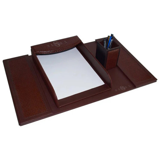Dark Brown Leather Stationery Set – Premium Desk Accessory