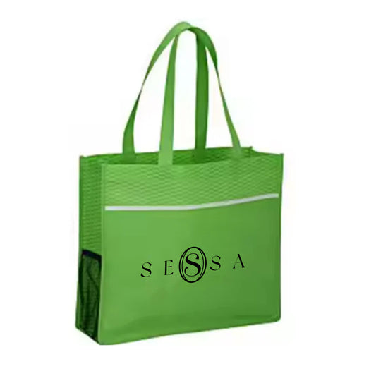 Water-Resistant Non-Woven Tote Bag with Large Front & Mesh Side Pocket