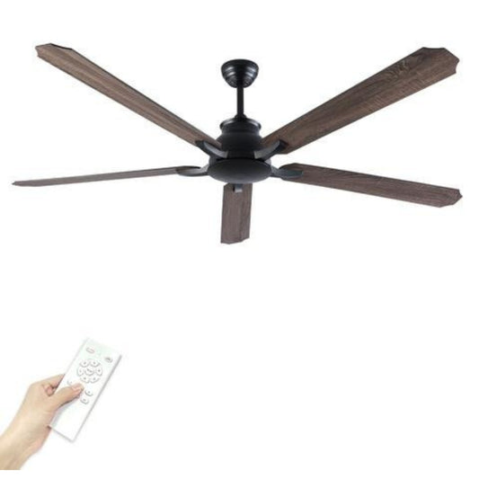 Modern Stainless Steel & Wood Ceiling Fan with Remote – 183x50cm