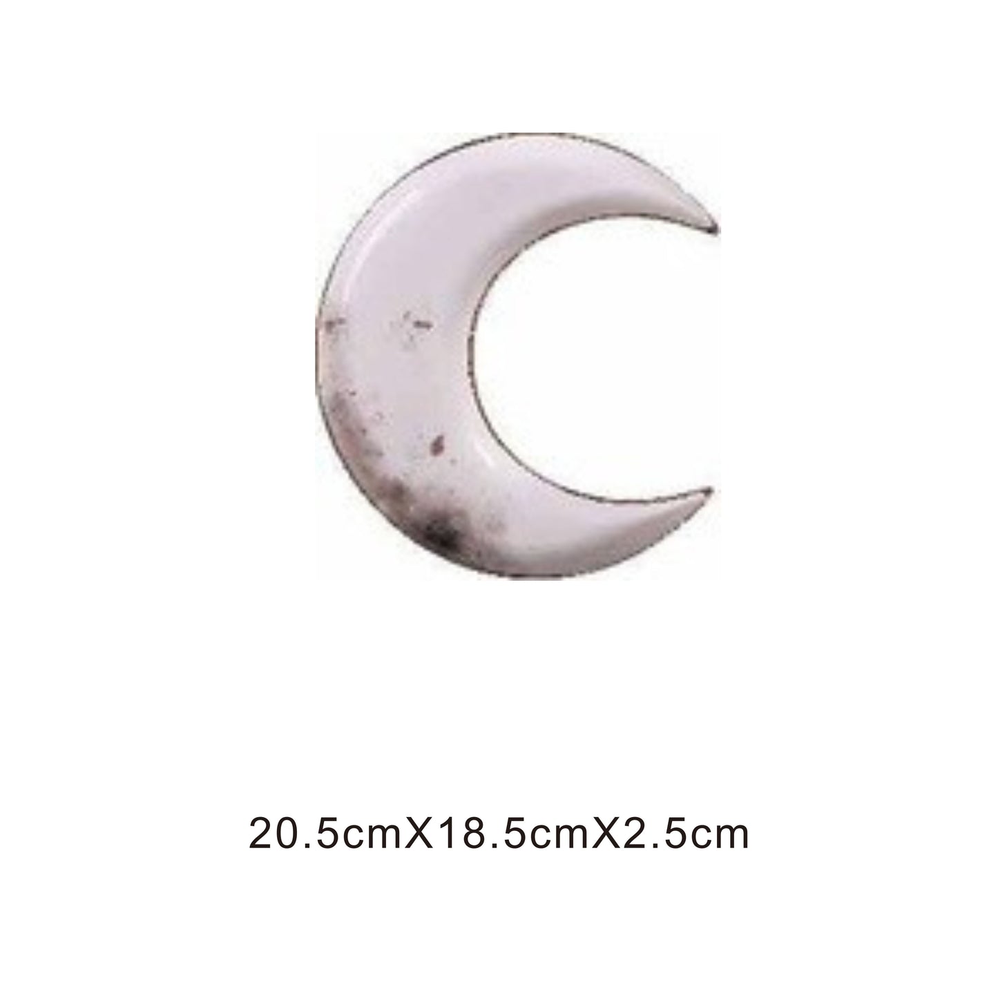 White ceramic crescent moon plate with golden edges and shiny surface