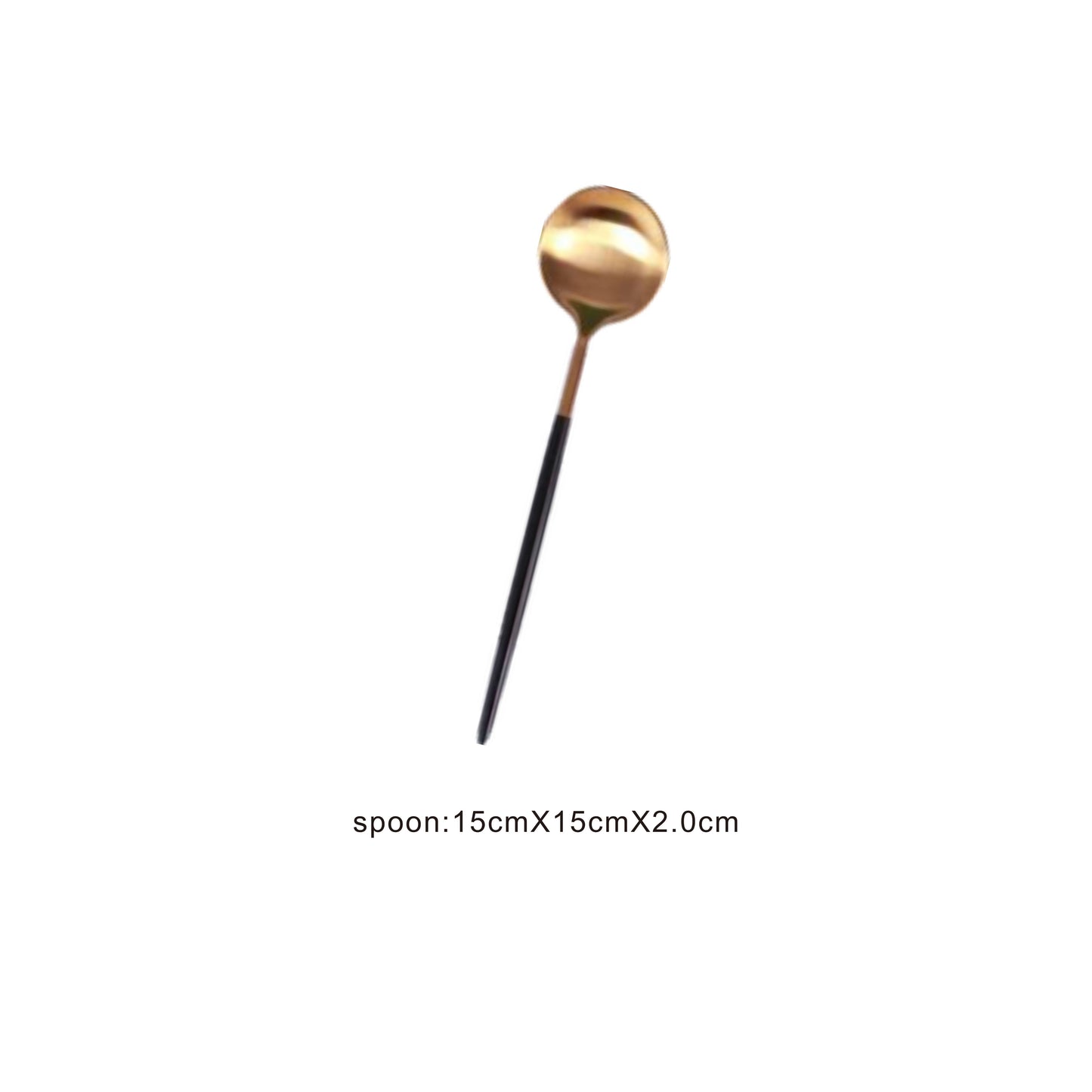 Golden cutlery set with black handle – knife, fork, and spoon
