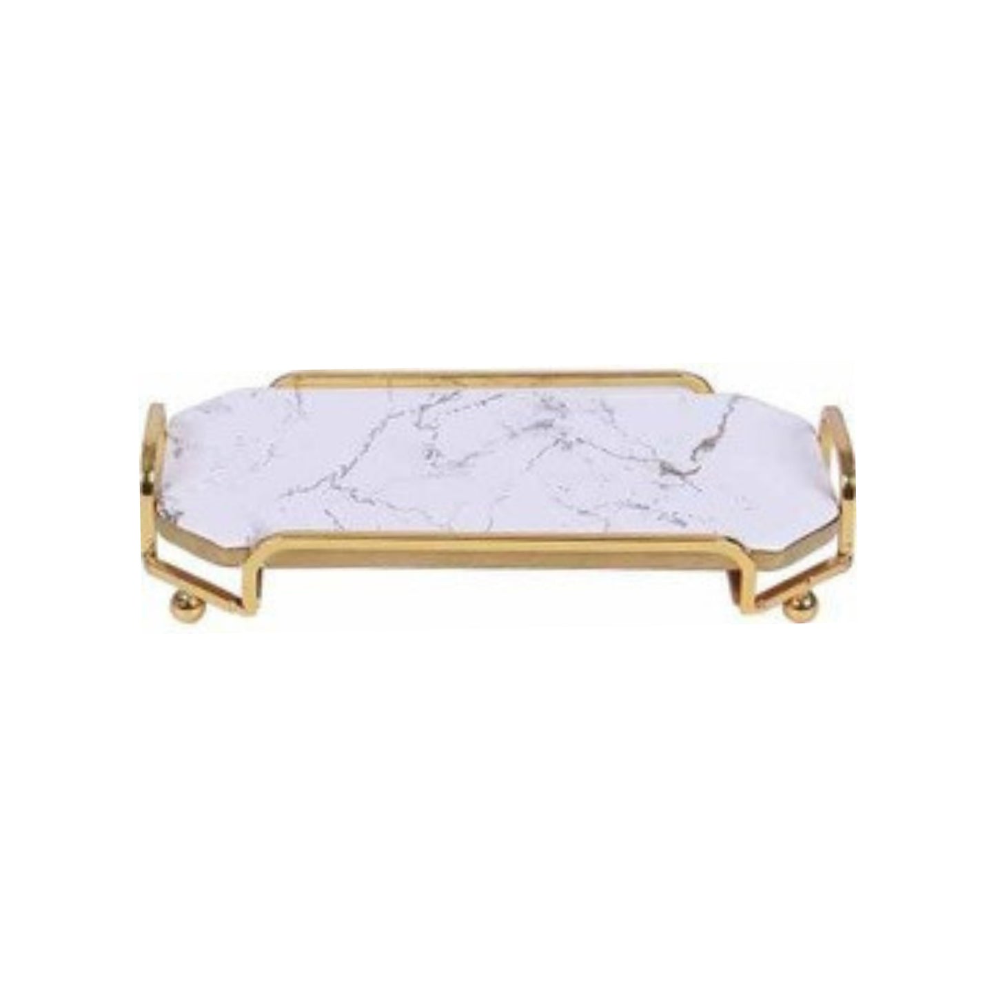 Ceramic single-layer dessert plate with golden edges and handle