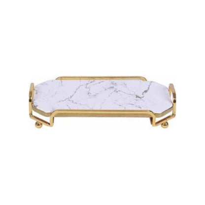 Ceramic single-layer dessert plate with golden edges and handle