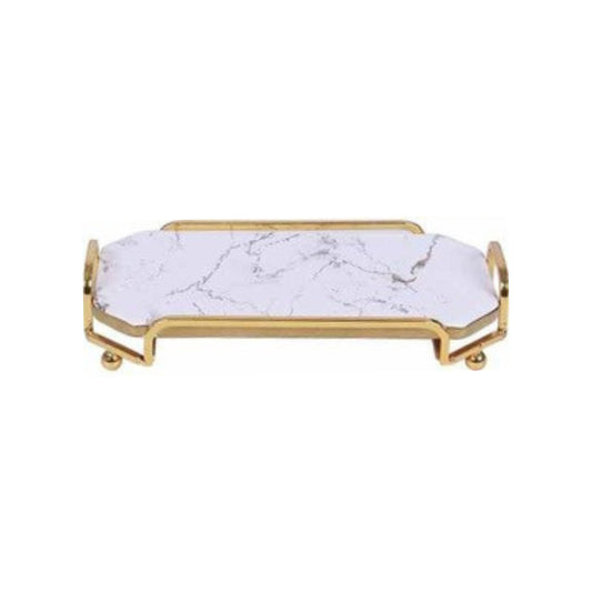 Ceramic single-layer dessert plate with golden edges and handle