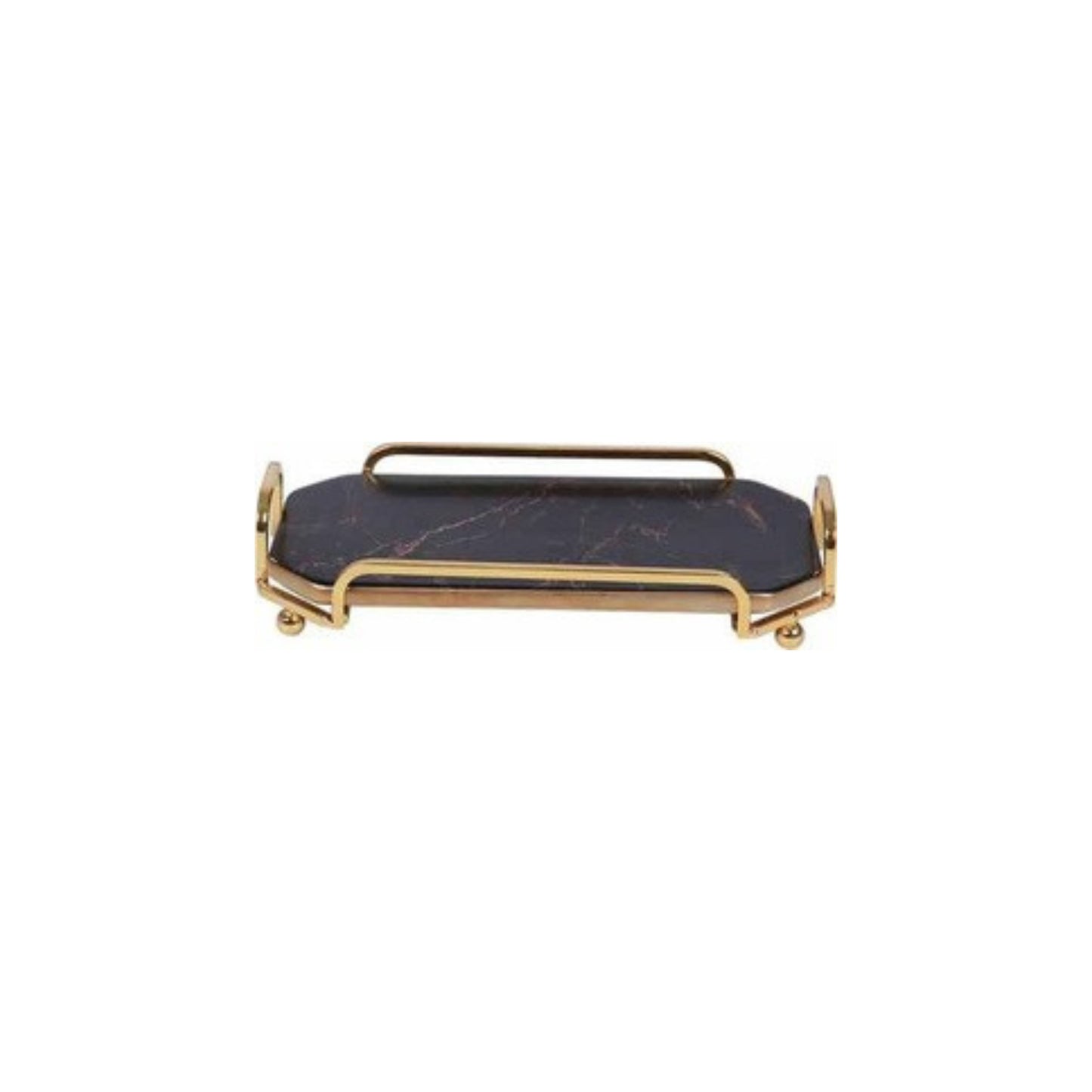 Ceramic single-layer dessert plate with golden edges and handle