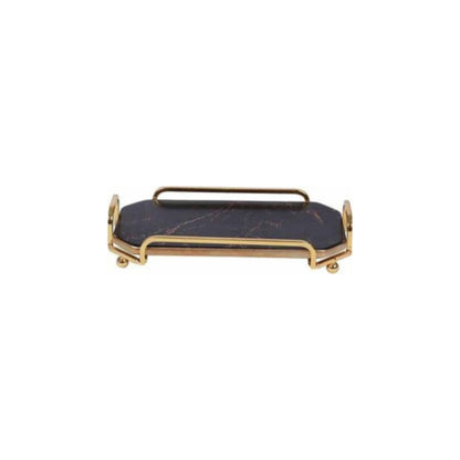 Ceramic single-layer dessert plate with golden edges and handle