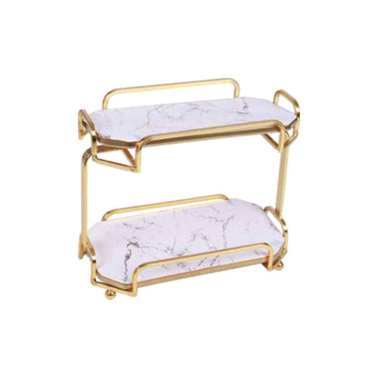 Ceramic double-layer dessert plate with golden edges and handle