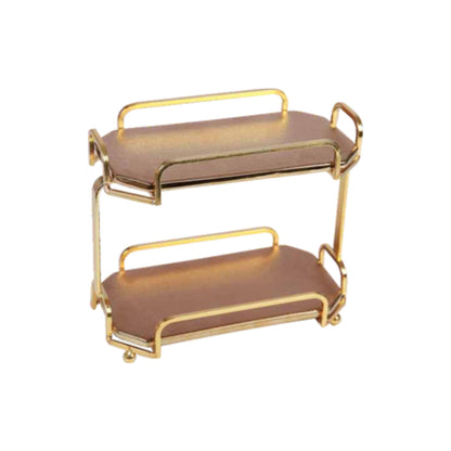 Ceramic double-layer dessert plate with golden edges and handle