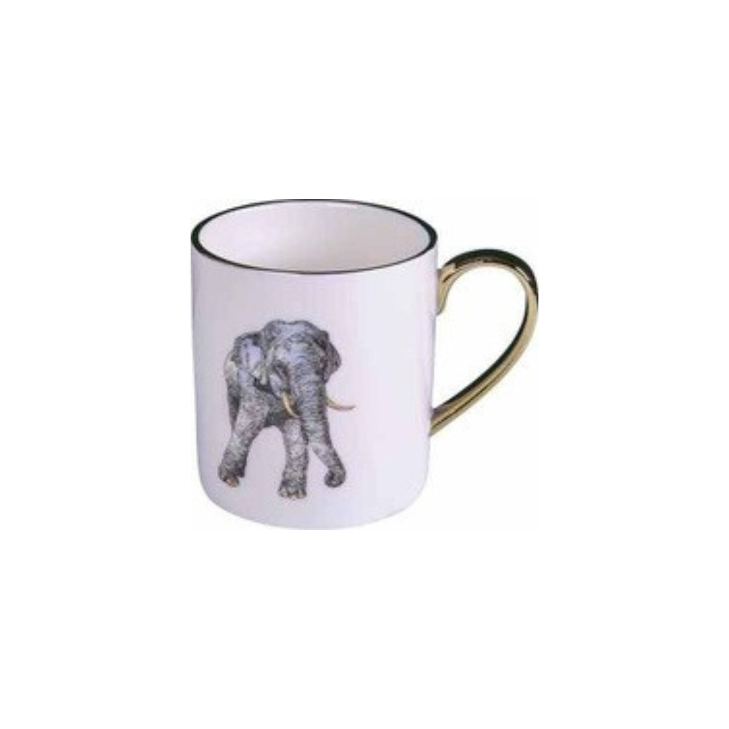 Ceramic mug with golden edges and handle, available in animal face, leaves, or dot marble pattern