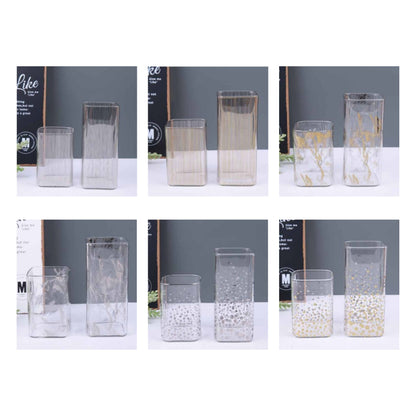Glass jar with metallic detailing in silver or gold and assorted patterns