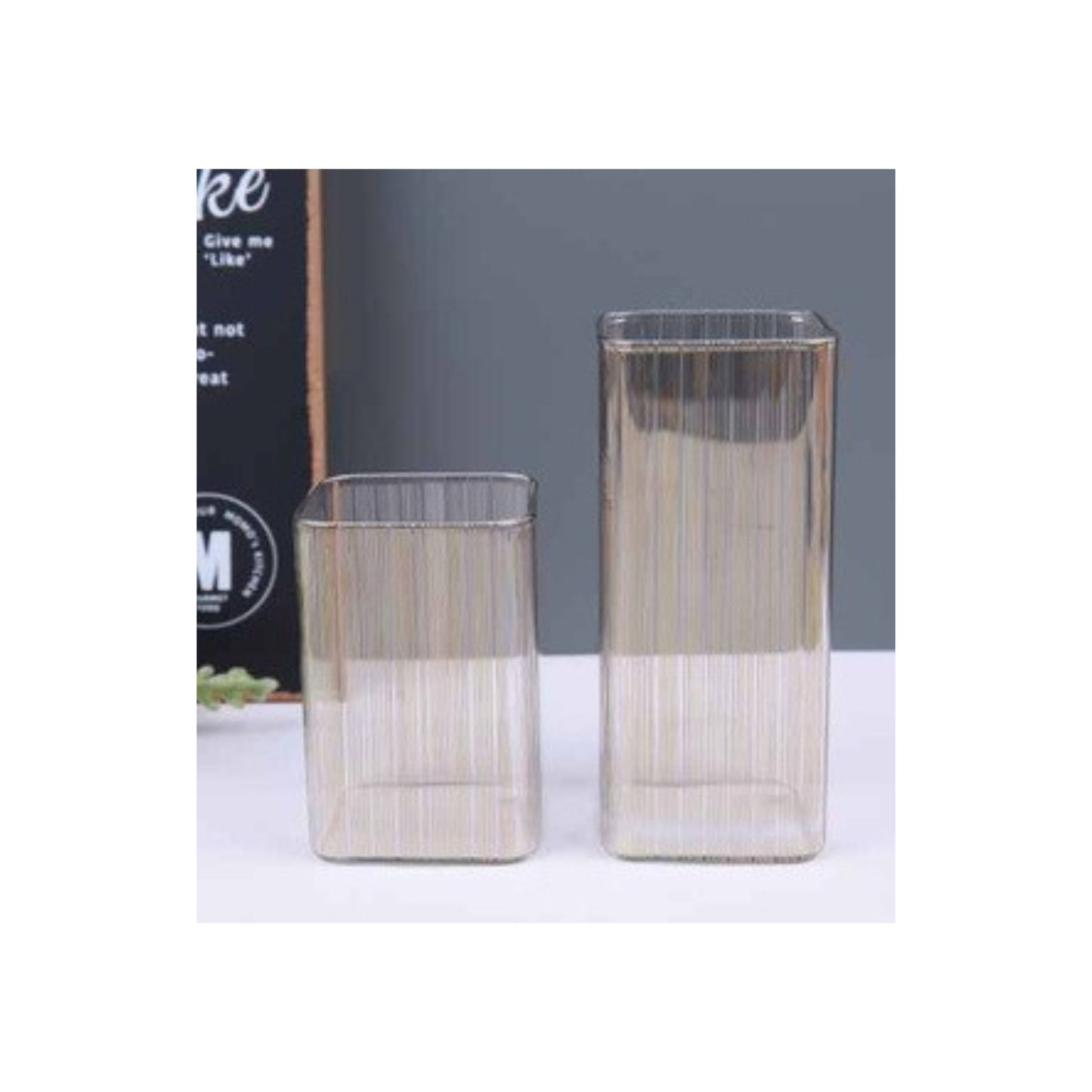 Glass jar with metallic detailing in silver or gold and assorted patterns