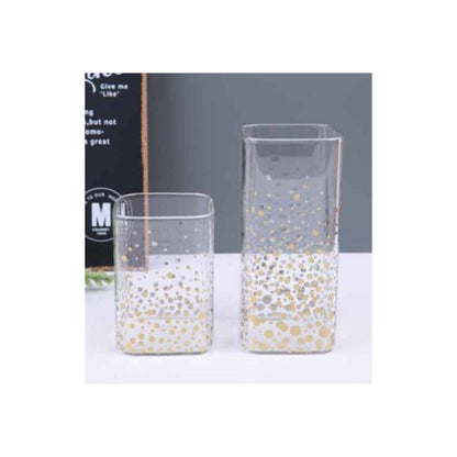 Glass jar with metallic detailing in silver or gold and assorted patterns