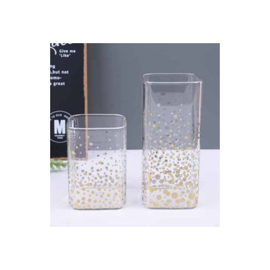 Glass jar with metallic detailing in silver or gold and assorted patterns