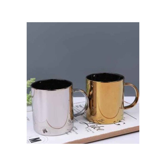 Glass mugs with solid silver and golden color finishes