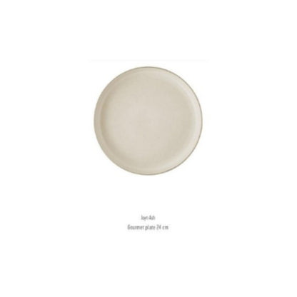 Round stoneware plates in light stone color – Joyn Ash