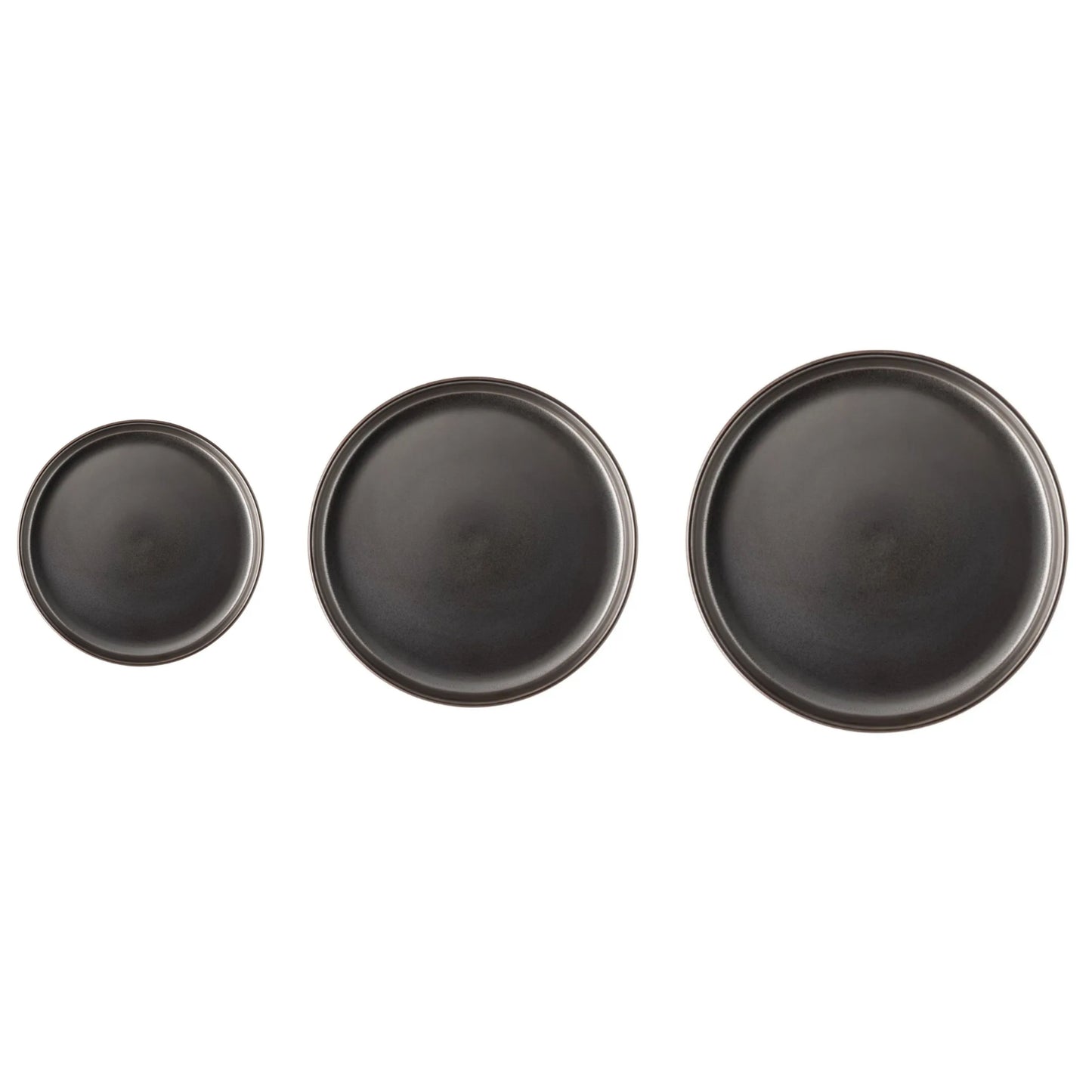 Round stoneware plates in deep iron tone – Joyn Iron