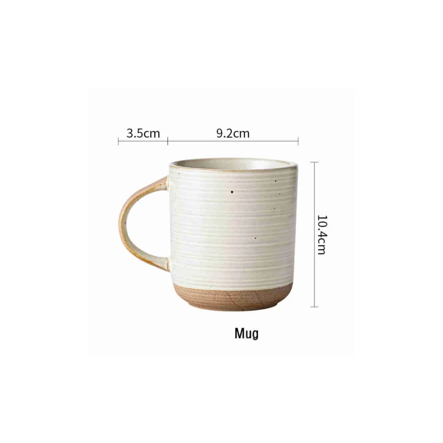Stoneware mug with engraved circle line pattern