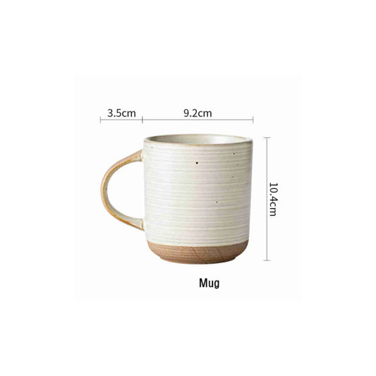 Stoneware mug with engraved circle line pattern