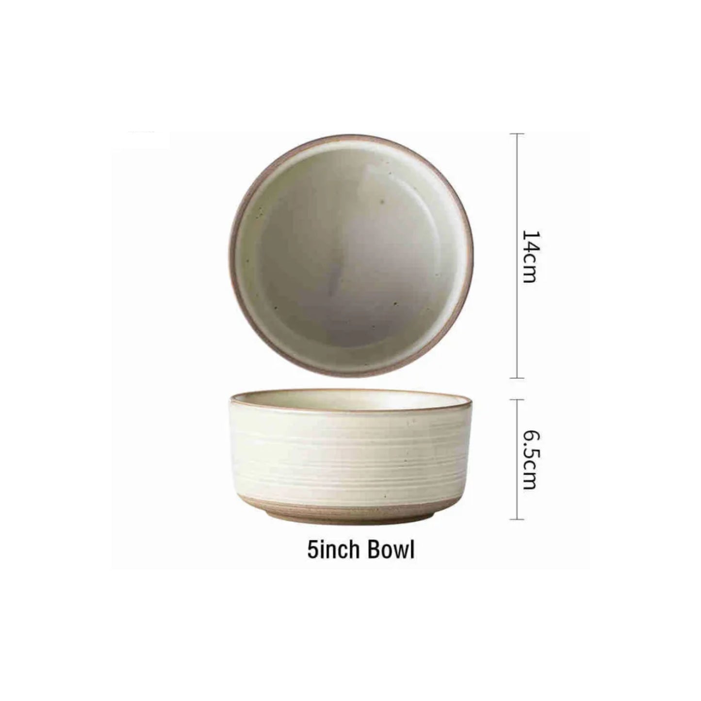 Stoneware bowl with engraved circle line pattern