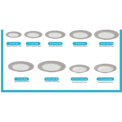 White Ceramic Dinnerware Set with Grey and Black Edge Pattern and Shiny Surface – 9-Piece Collection