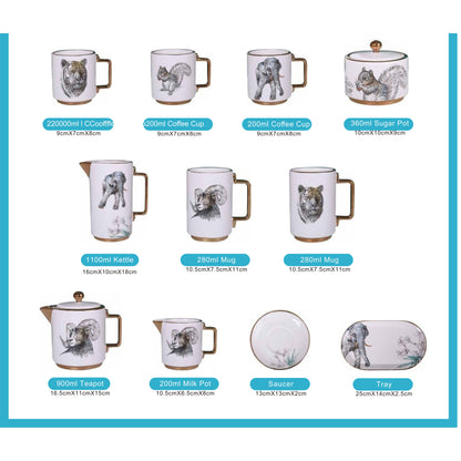 Here’s the listing for your white set with animal faces, golden edges, and shiny surface: