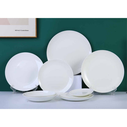 White Ceramic Dinnerware Set with Shiny Surface – 9-Piece Collection
