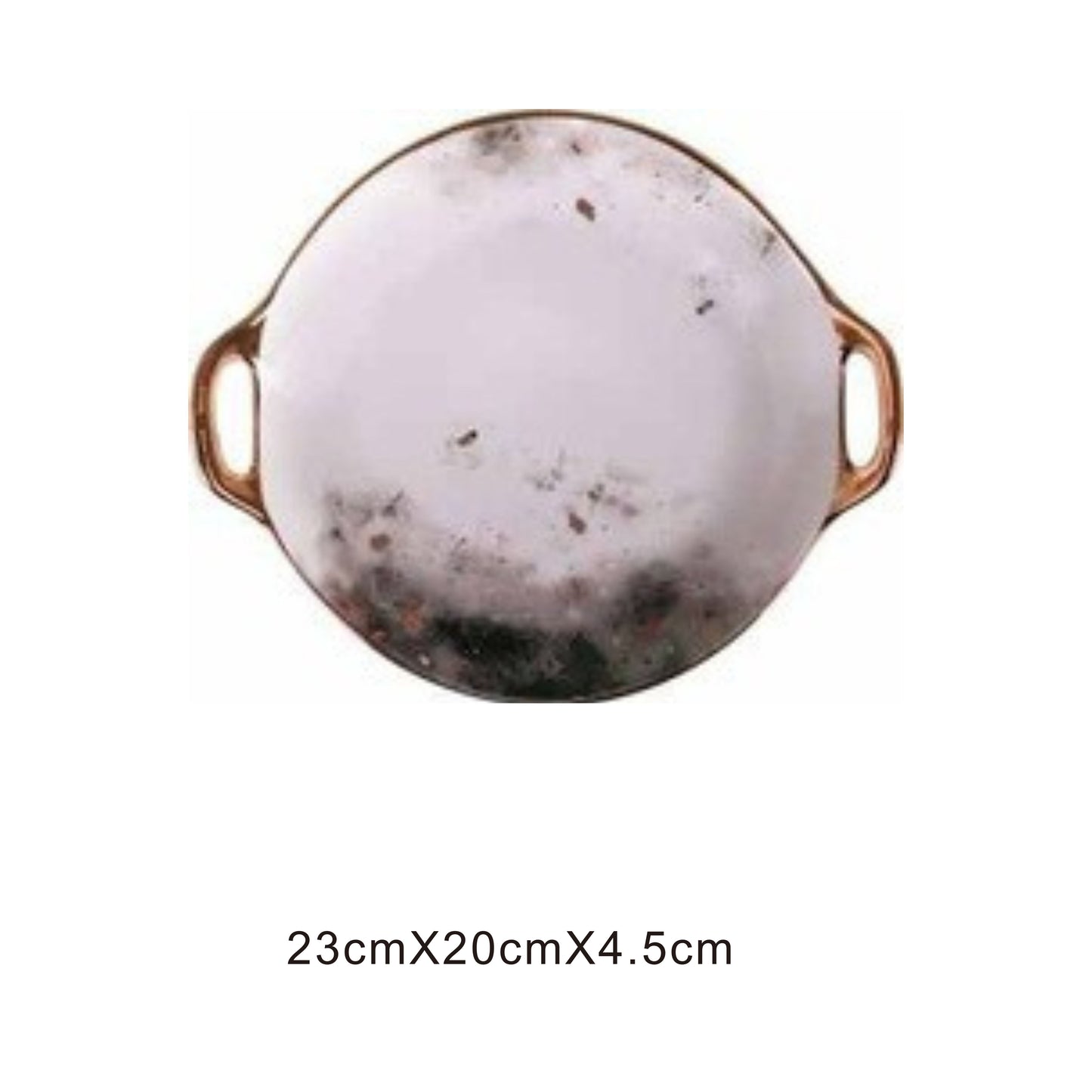 White ceramic irregular-shaped dish with moon pattern, golden edges, and shiny surface