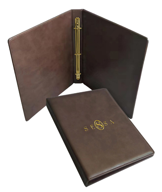 3-Ring Binder Menu – Premium Leather Cover with Debossed Logo